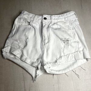 White Baggy Jean Shorts